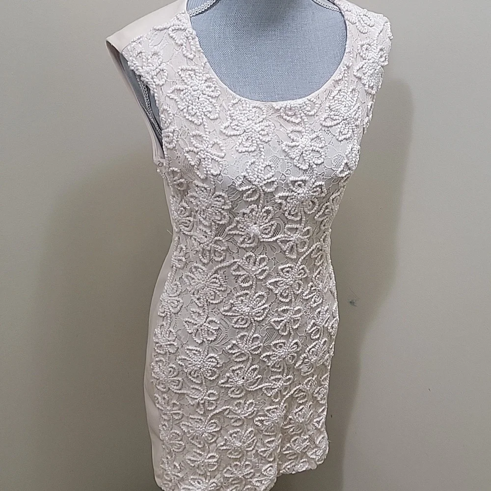 #34 VINTAGE SUZY SHEIR  INSPIRED 1960'S CROCHET DESIGNED DRESS Med P2p18 L35 - Picture 6 of 9